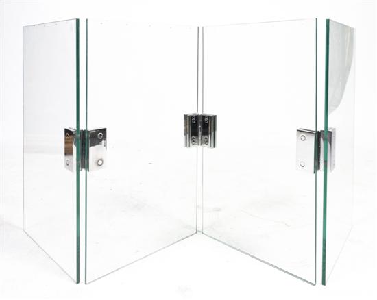 A Four-Panel Glass and Chrome Fire