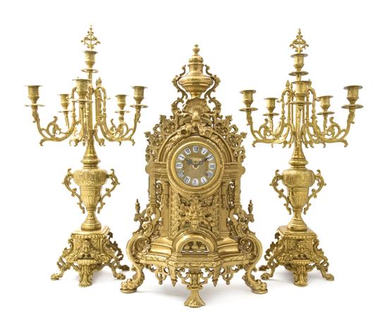  An Imperial Gilt Metal Clock Garniture 151176