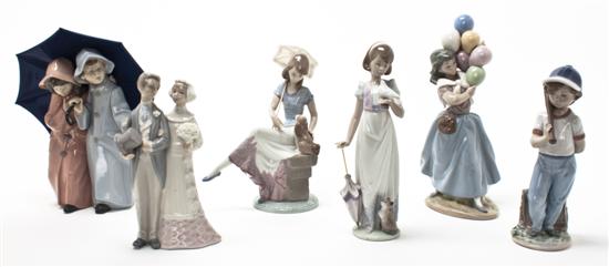 A Collection of Six Lladro Porcelain