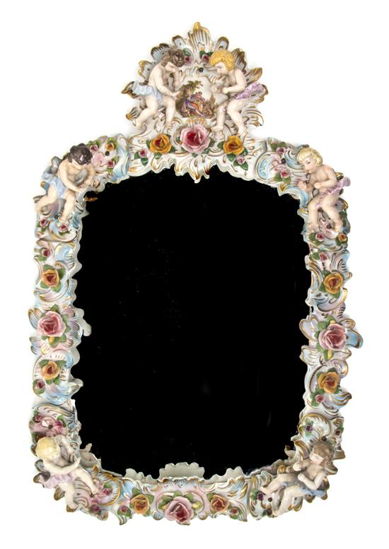 A Continental Porcelain Mirror