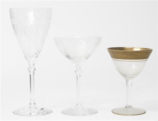 A Partial Set of Etched Glass Stemware