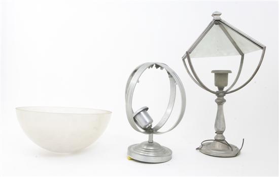 Three Art Deco Aluminum Fixtures