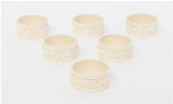 A Set of Six Ivory Napkin Rings each