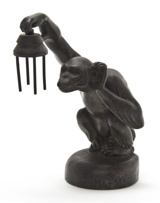 A Bronzed Chimpanzee Lamp the figure 1511e0