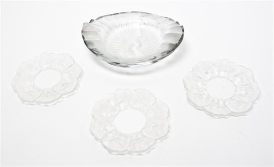 A Set of Three Lalique Molded and