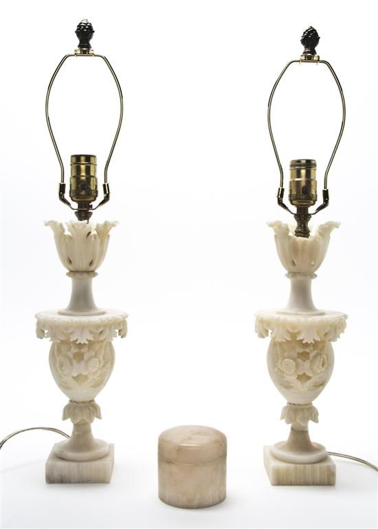  A Pair of Alabaster Table Lamps 151216