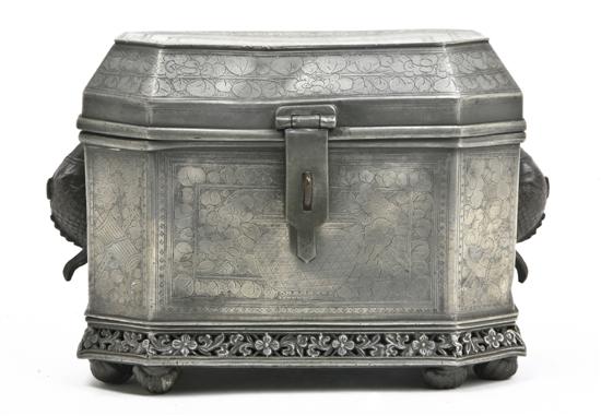 An Anglo-Indian Pewter Tea Caddy of