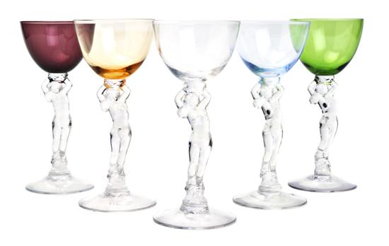 *A Set of Sixteen Molded Glass Stems
