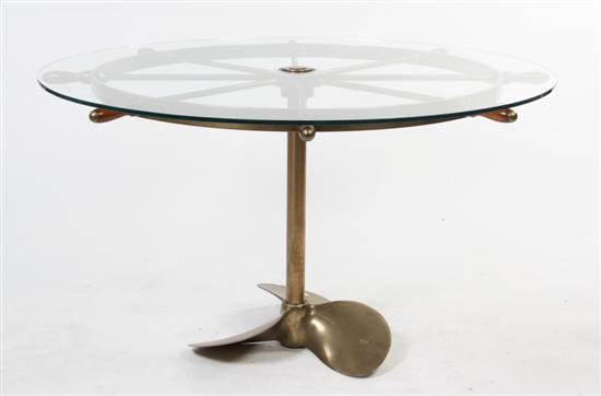  A Brass Ship Wheel Kitchen Table 1512ac