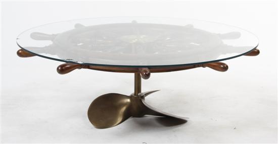  A Brass Ship Wheel Coffee Table 1512ae