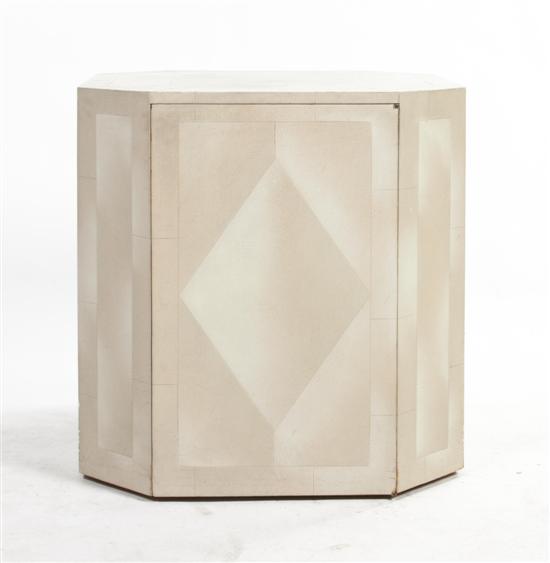 *A Faux Parchment Pedestal Cabinet