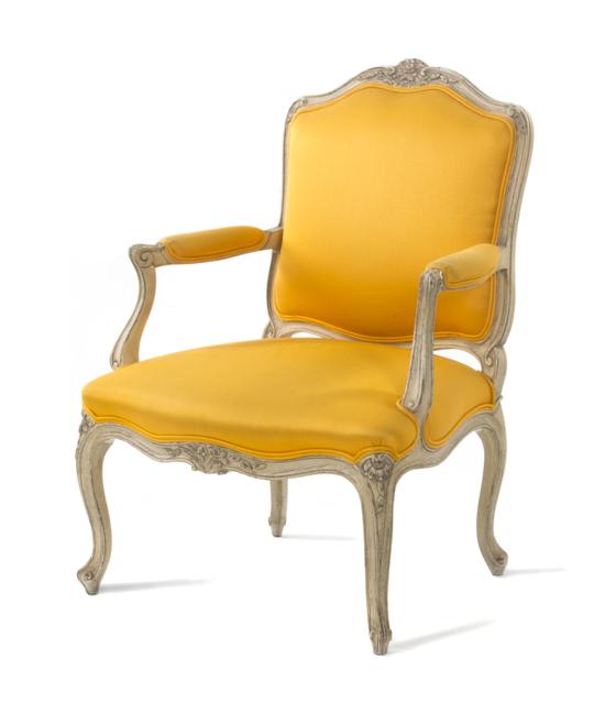 *A Louis XV Style Painted Fauteuil having