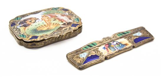 Two Italian Enameled Silver Articles