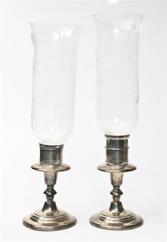 A Pair of American Sterling Silver Candlesticks