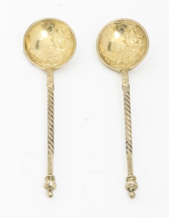 A Pair of German Gilt Silver Spoons