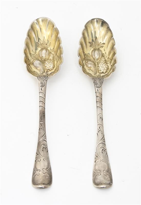 A Pair of Continental Silver Berry Spoons