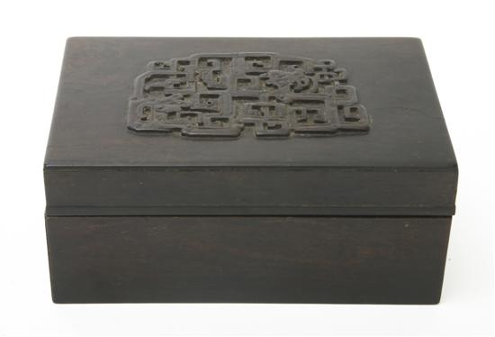 A Chinese Carved Hardwood Box of