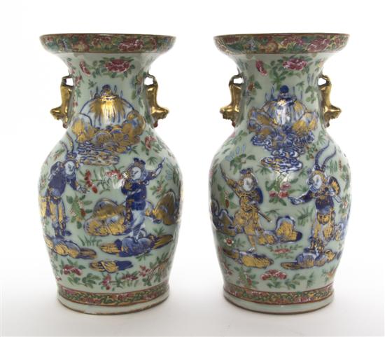 A Pair of Chinese Baluster Vases each