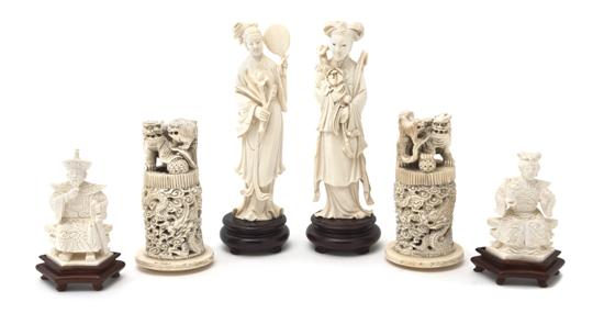 A Group of Six Chinese Carved Ivory