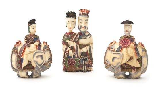 A Group of Three Ivory Figural