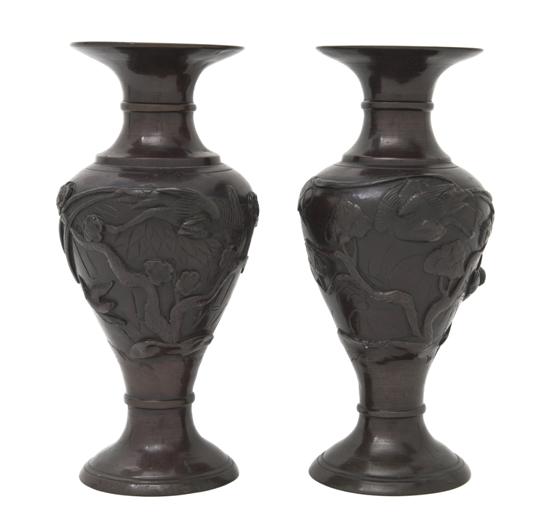 A Pair of Japanese Bronze Vases 151370