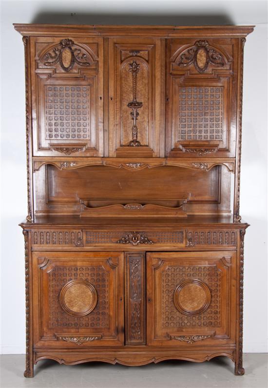 A Continental Walnut Sideboard the superstructure