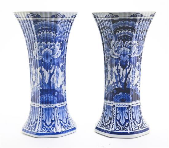 *A Pair of Delft Vases each of faceted