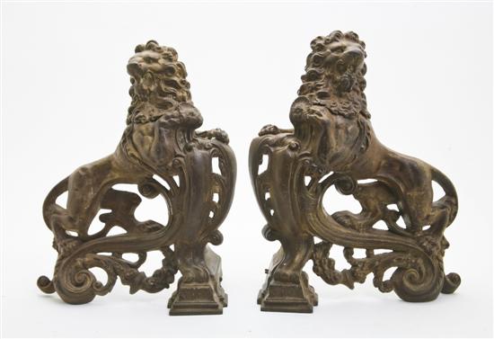 A Pair of Cast Iron Andirons each