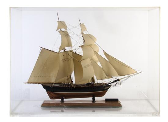 *A Model of a Two Masted Ship cased.