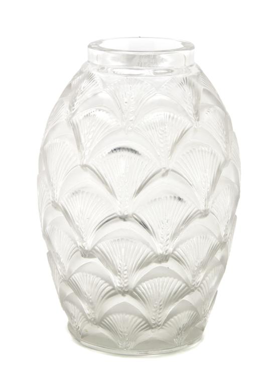 A Lalique Molded and Frosted Glass Vase