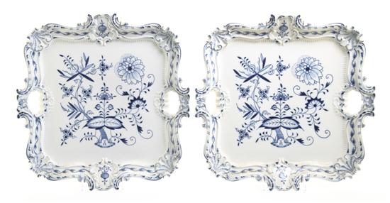 A Pair of Meissen Porcelain Trays
