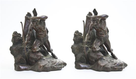 A Pair of American Bronzed Metal Bookends