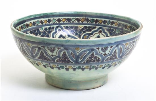 A Middle Eastern Pottery Bowl of circular