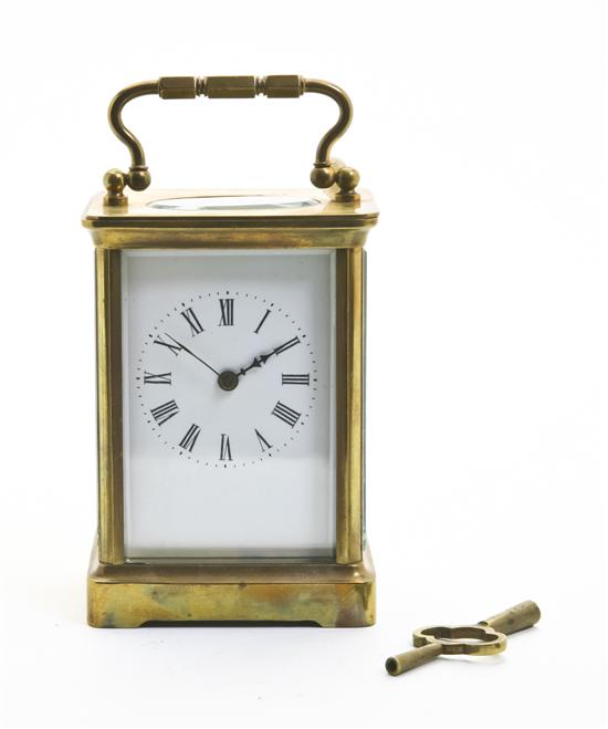 A French Brass Carriage Clock of