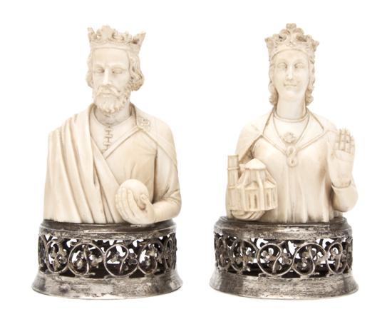 A Pair of French Ivory Carved Figures
