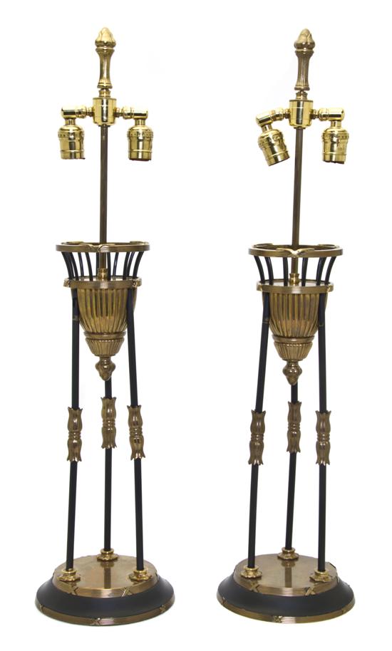 A Pair of Brass Table Lamps of