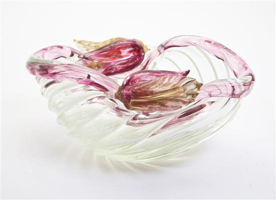 *A Venetian Glass Bowl of oval ribbed