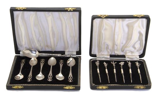  Two Cased English Silver Sets 15152e