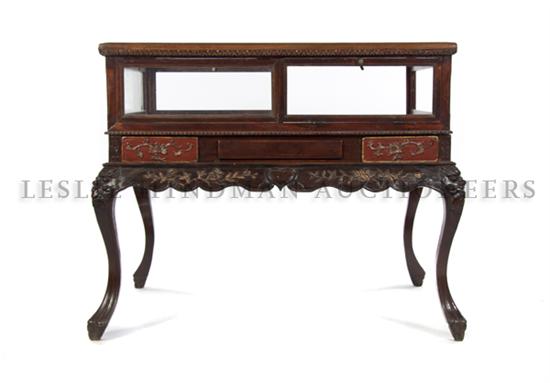 A Chinese Carved Wood Vitrine Table 151536