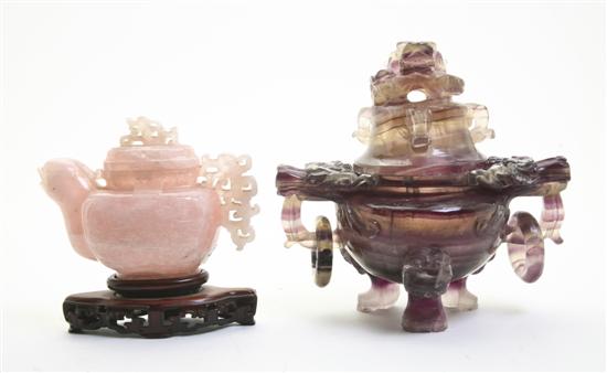 Two Rose Quartz and Amethyst Decorative 151549