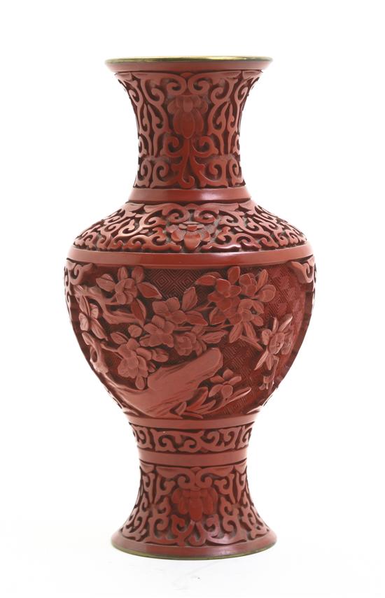 A Cinnabar Vase of baluster form