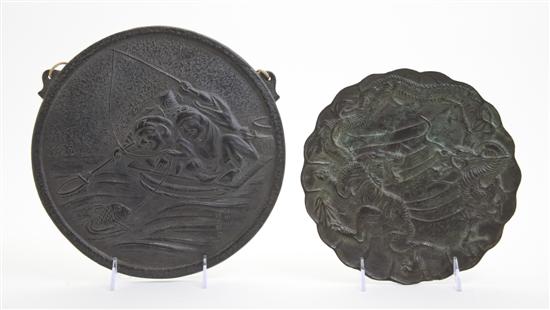 Two Chinese Bronze Circular Plaques