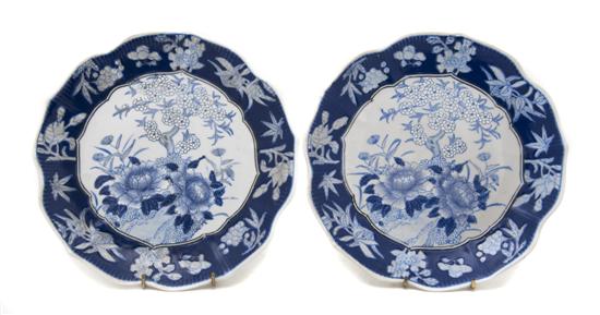 A Pair of Blue and White Porcelain Shaped