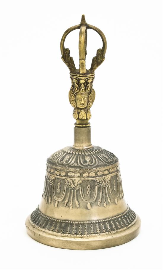 A Tibetan Cast Metal Bell the bell decorated
