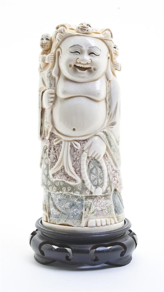 A Chinese Tinted Ivory Figure of