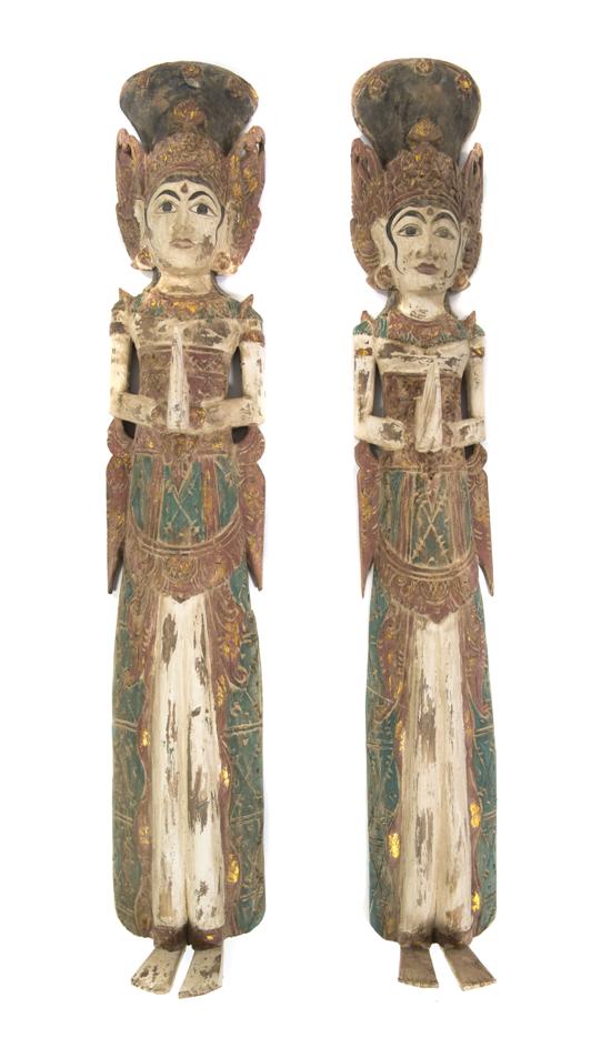 A Pair of Balinese Carved Figures