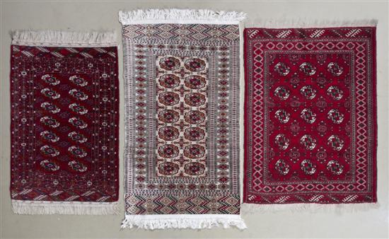  Three Bokhara Wool Mats each with 15162e
