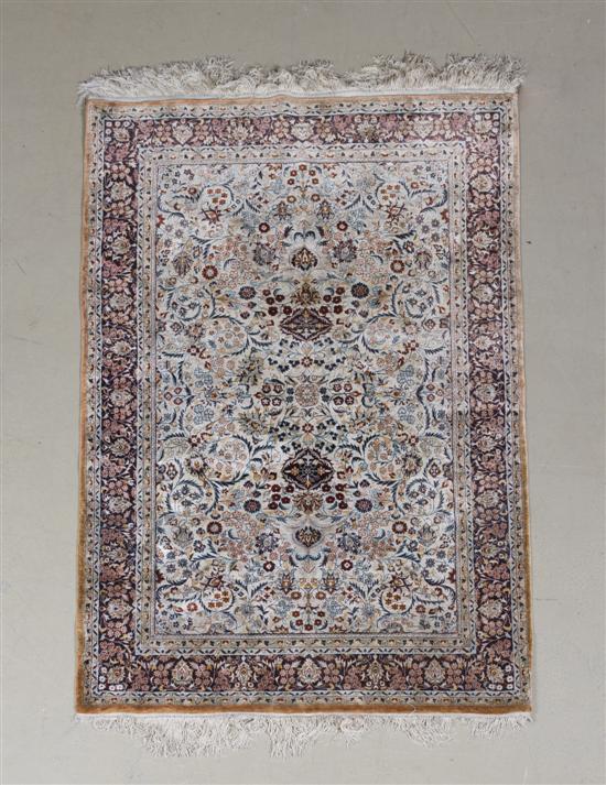  A Persian Silk Rug having a center 15162c