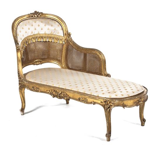 A Louis XV Style Giltwood Chaise