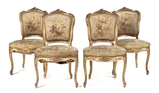 A Set of Four Louis XV Style Side Chairs